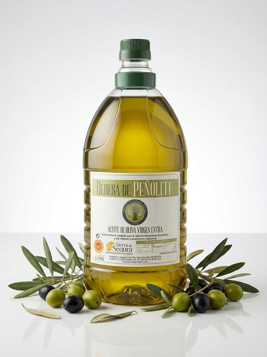Caja de 6 garrafas de 2 litros de aceite de oliva virgen extra Dehesa de Peñolite